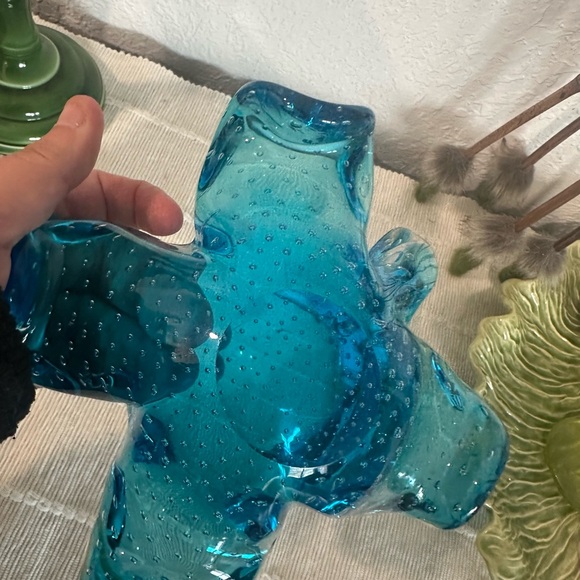 Murano Blue Glass Art Sculpture Flower Design - Picture 4 of 8